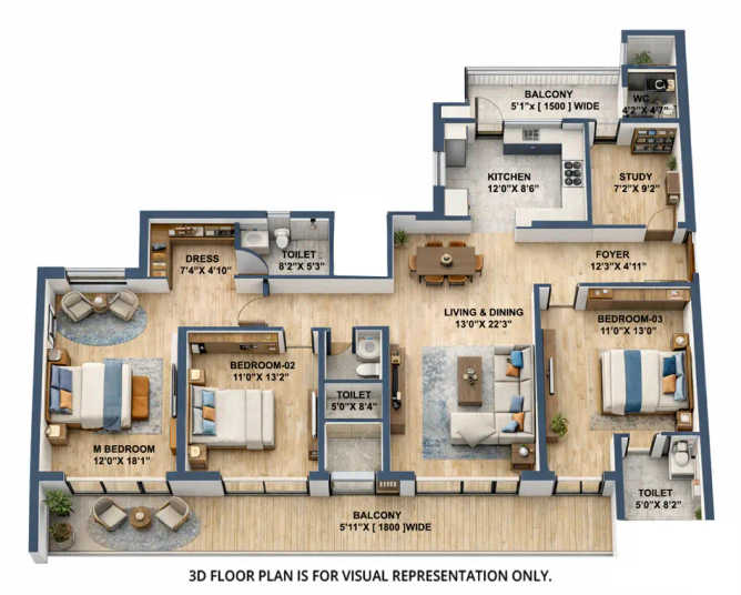 Godrej Majesty Sector 12 Greater Noida - Floor plan 3 BHK  Sq.ft