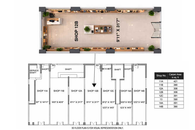 Siddha Magna Sion - Floor plan Retail Shop 305 Sq.ft