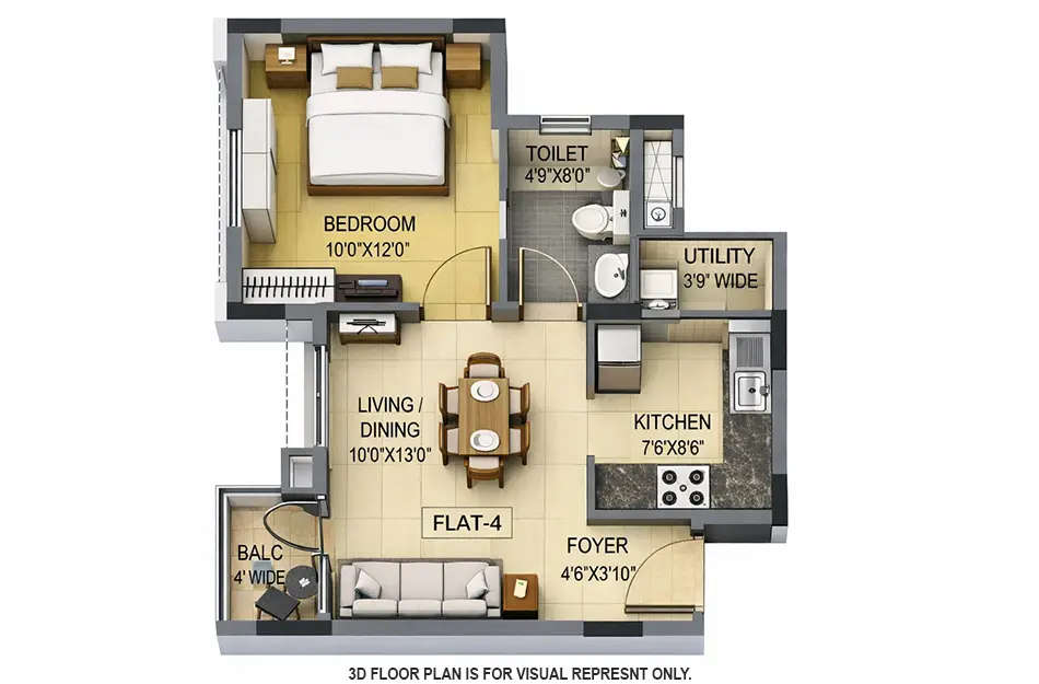 Floor plan for 1 BHK