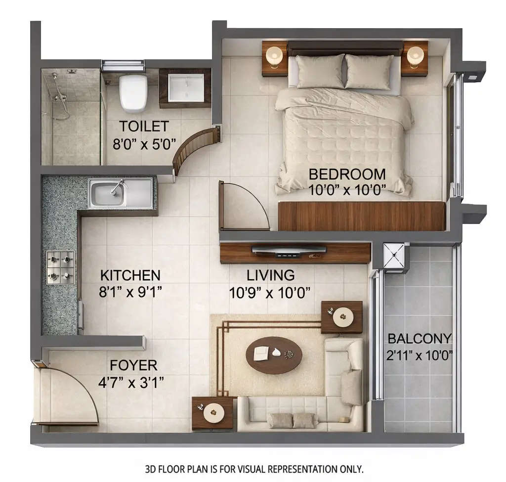 Floor plan for 1 BHK