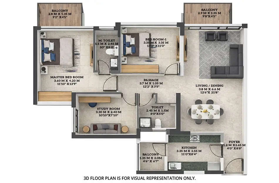Floor plan for 2.5 BHK