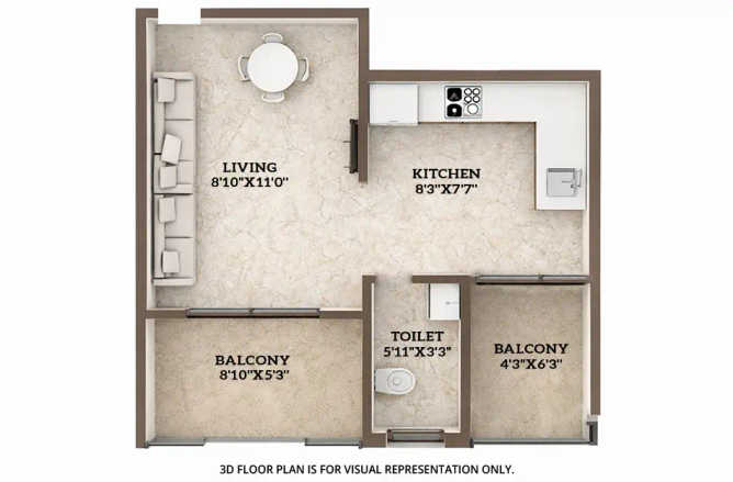 Akshar Emperia Garden Panvel - Floor plan Studio 184 Sq.ft