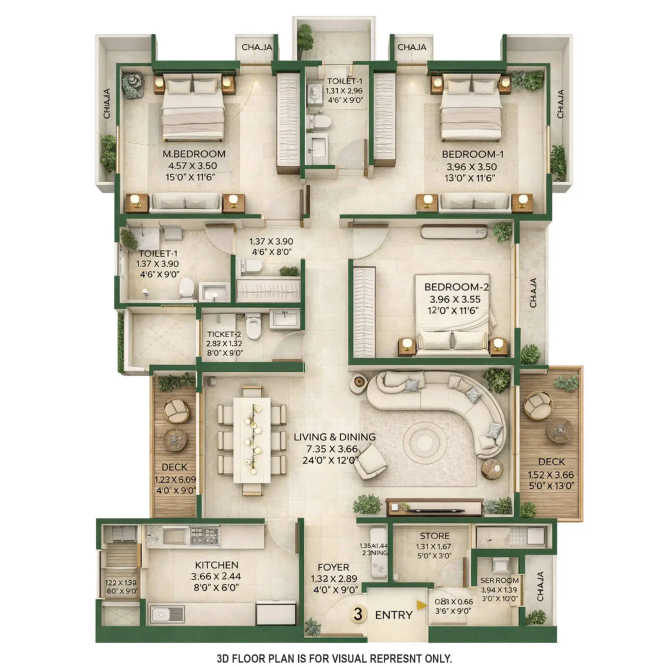 Godrej Matunga Matunga - Floor plan 3 BHK 1410 Sq.ft