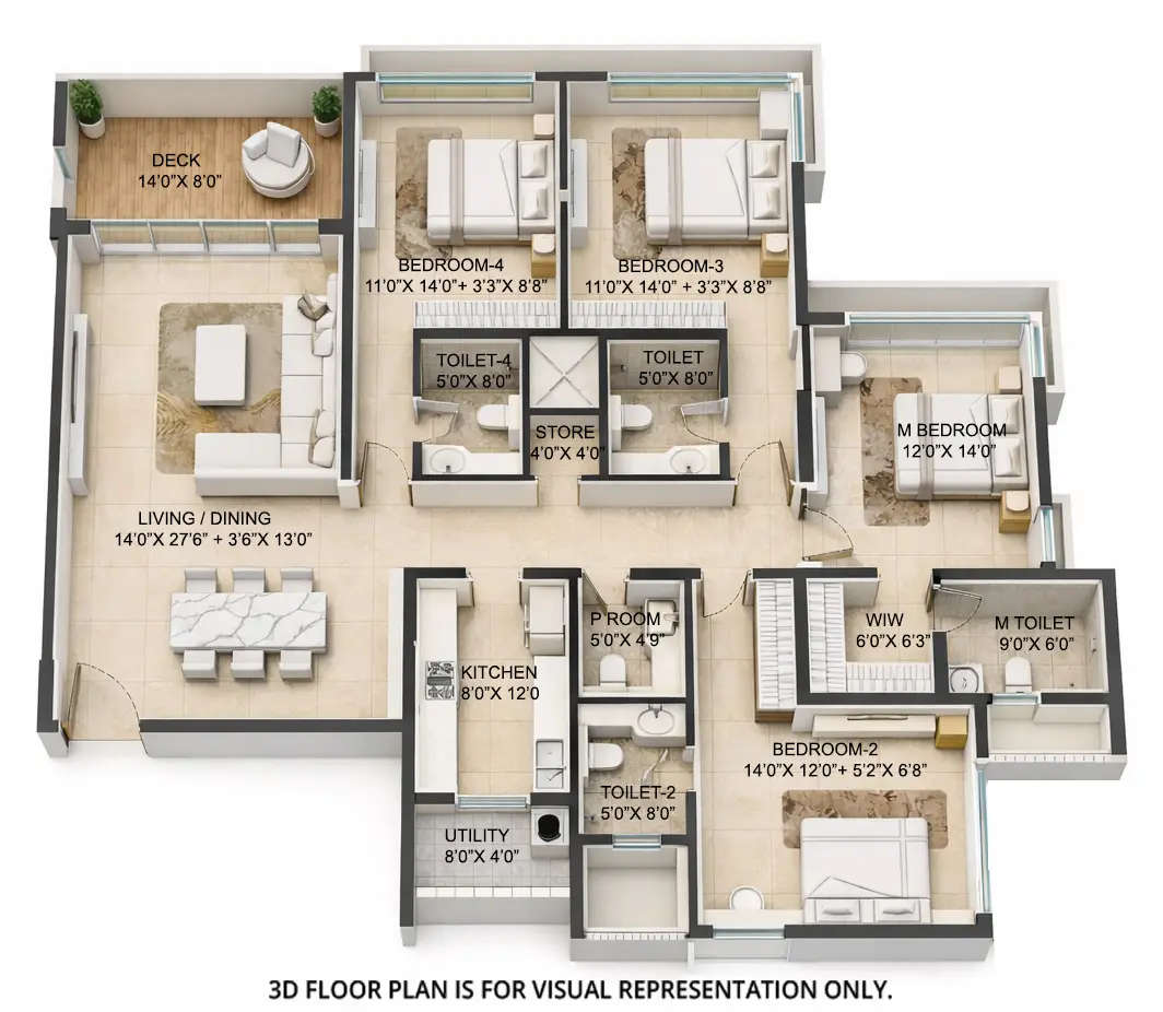 Floor plan for 4 BHK