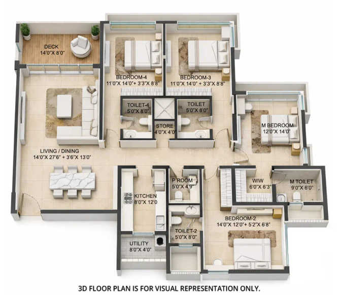 Lodha Woods Kandivali - Floor plan 4 BHK 1934 Sq.ft