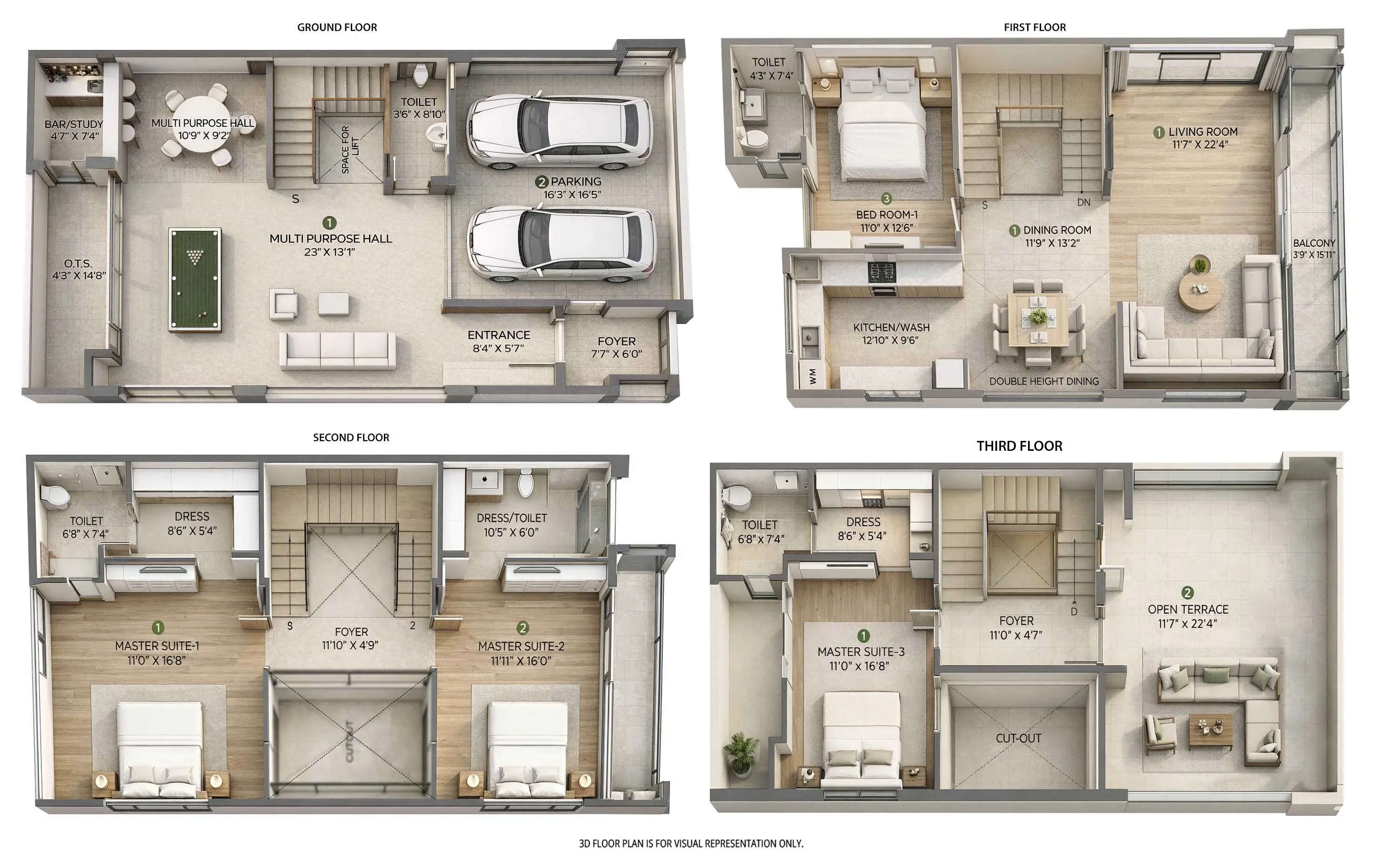 Floor plan for 5 BHK