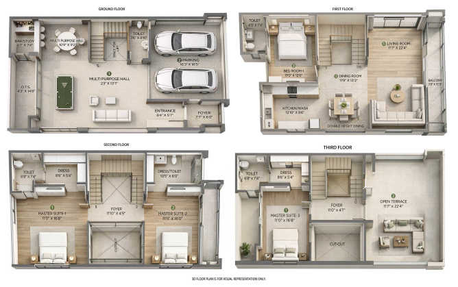 Arvind Forest Trails Sarjapura - Floor plan 5 BHK 3891 Sq.ft