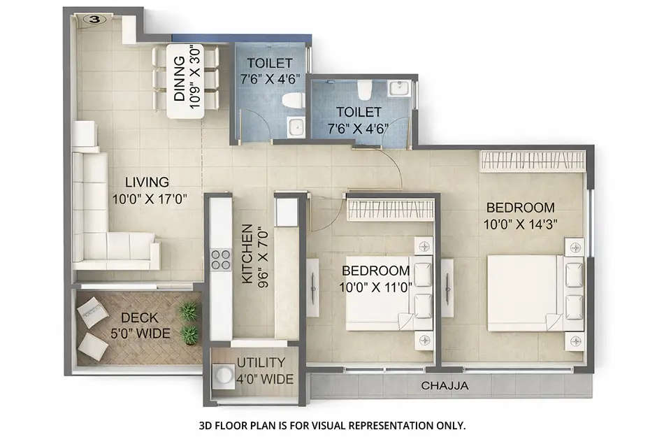Floor plan for 2 BHK
