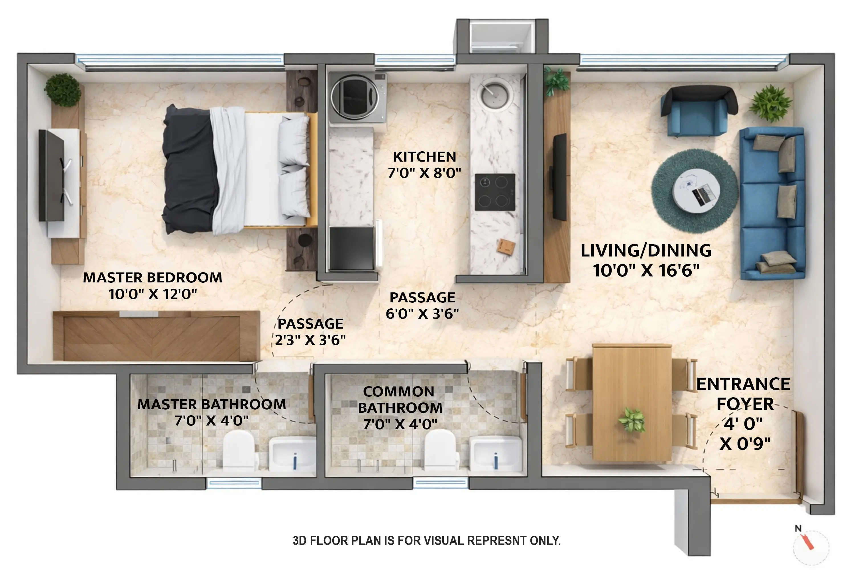 Floor plan for 1 BHK