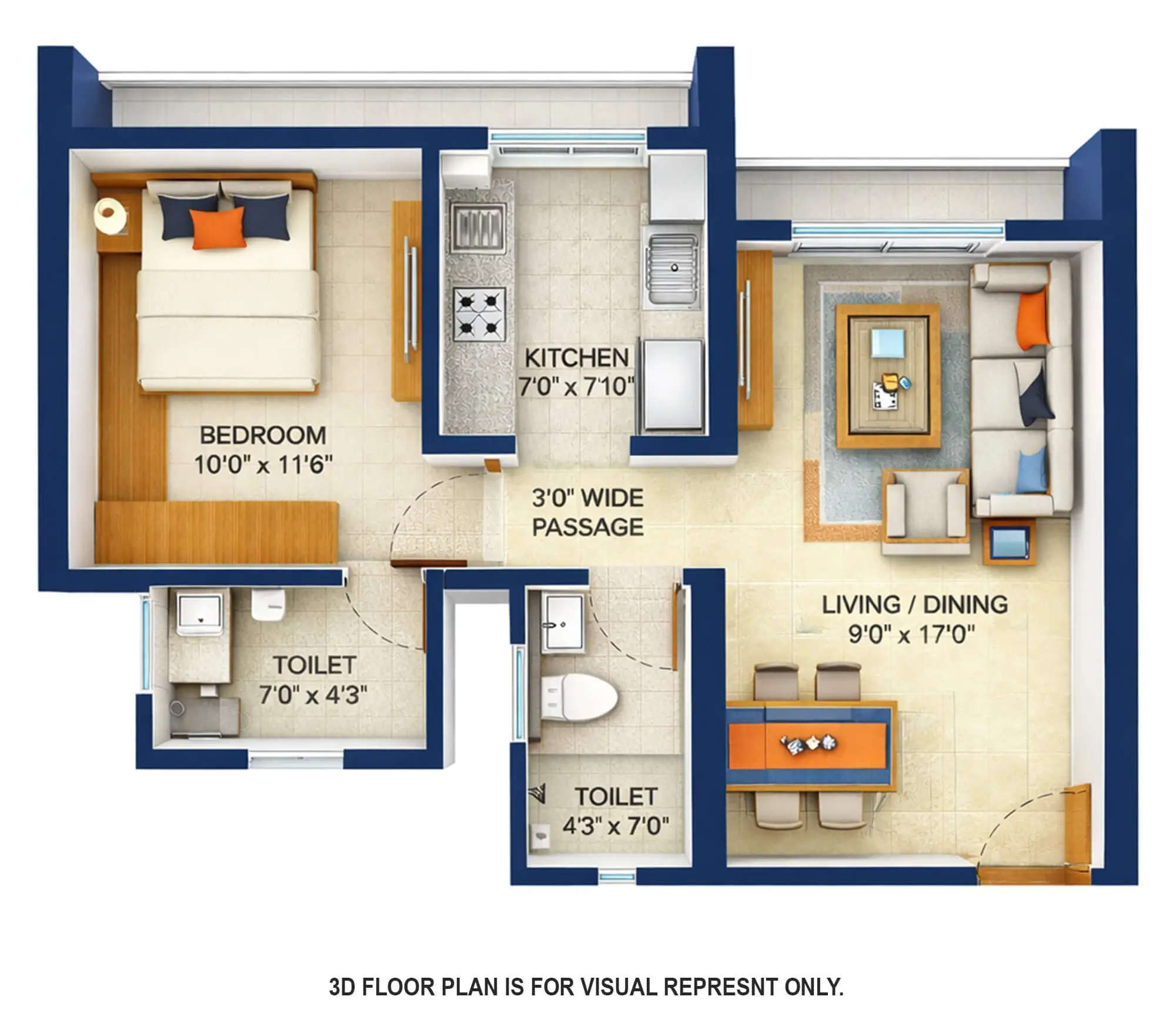 Floor plan for 1 BHK
