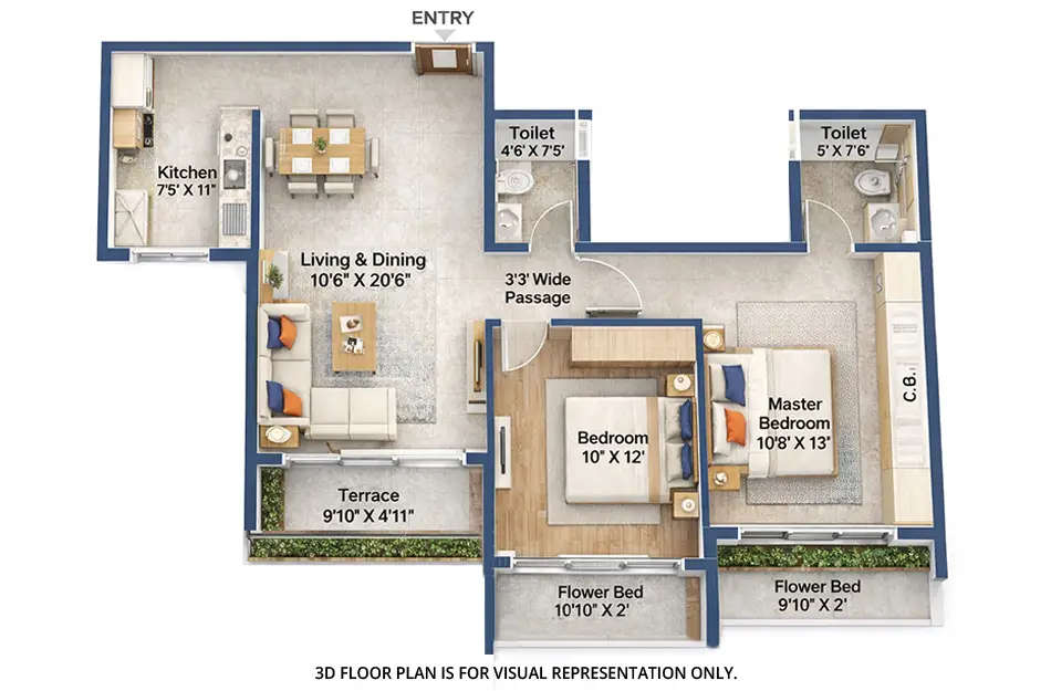 Floor plan for 2 BHK