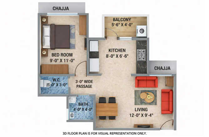 Arihant Anaika 7 Taloja - Floor plan 1 BHK 344 Sq.ft