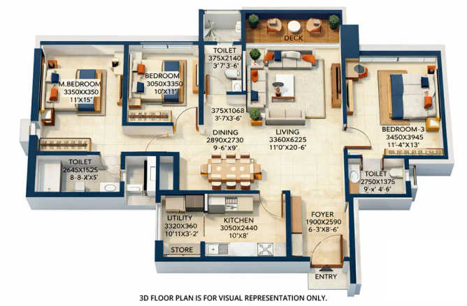 Raymond The Address By GS Pokhran Road 1 - Floor plan 3 BHK 1050 Sq.ft
