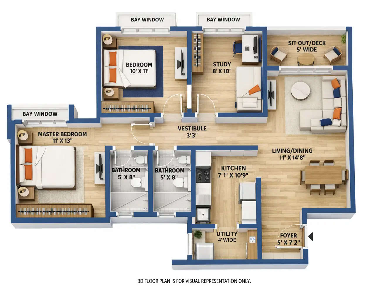 Floor plan for 2 BHK