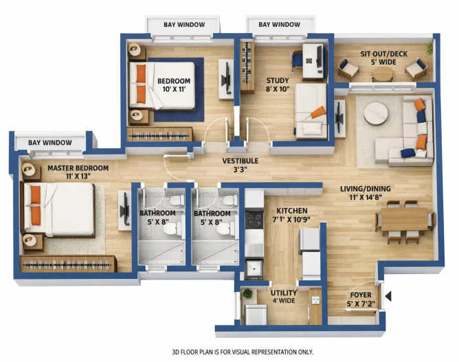 Bhartiya City Nikoo Homes Thanisandra - Floor plan 2 BHK 1144 Sq.ft