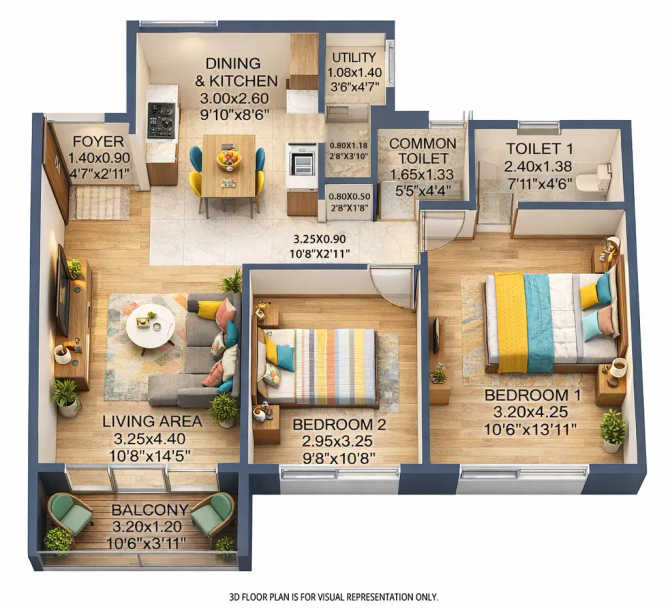 Rohan Harita Pimpri Chinchwad - Floor plan 2 BHK 715 Sq.ft