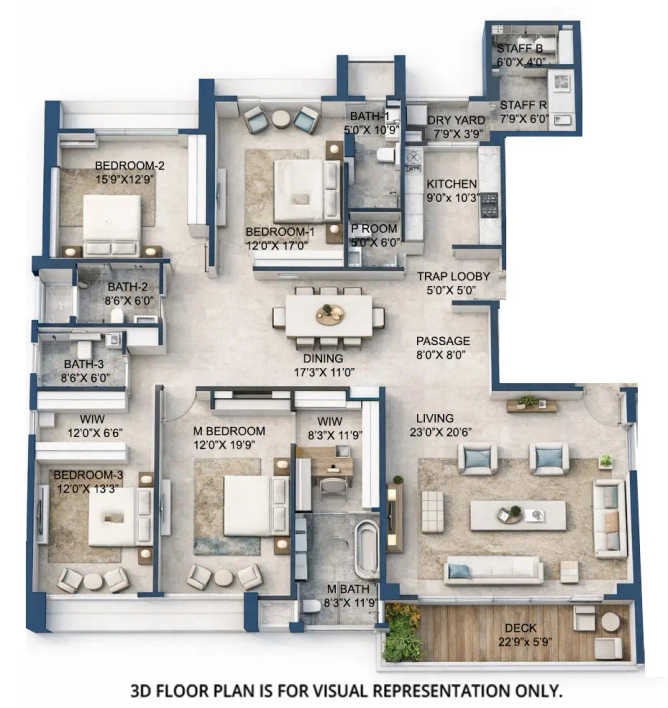 Rustomjee The Panorama Bandra - Floor plan 4 BHK 2537 Sq.ft