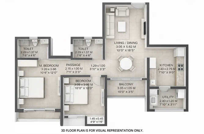 Godrej City Panvel - Floor plan 2 BHK 612 Sq.ft