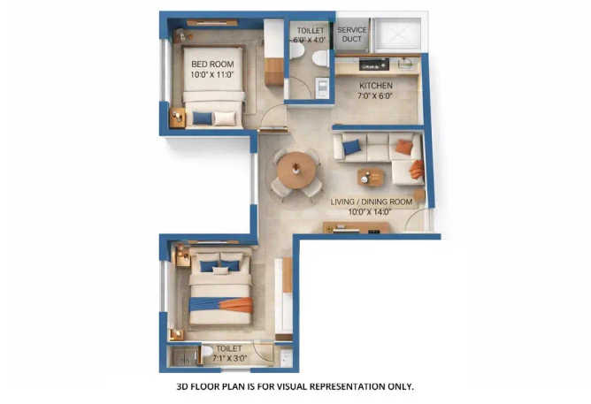 Omkar Signet Malad - Floor plan 2 BHK 473 Sq.ft