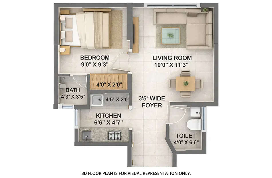 Floor plan for 1 BHK