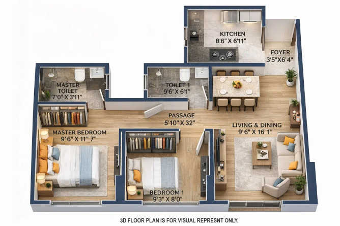 Dosti Mezzo 22 Sion - Floor plan 2 BHK 532 Sq.ft