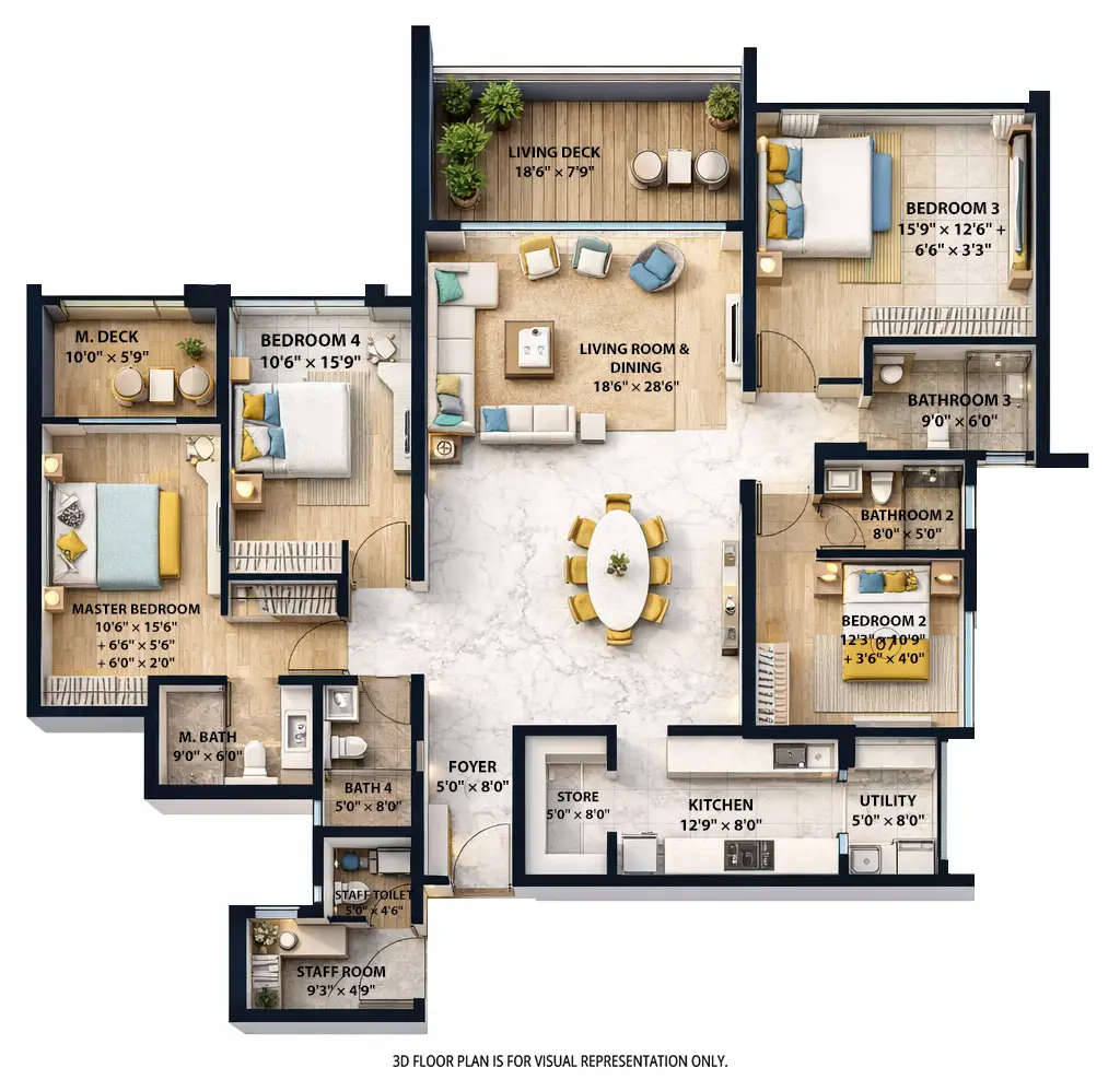 Floor plan for 4 BHK