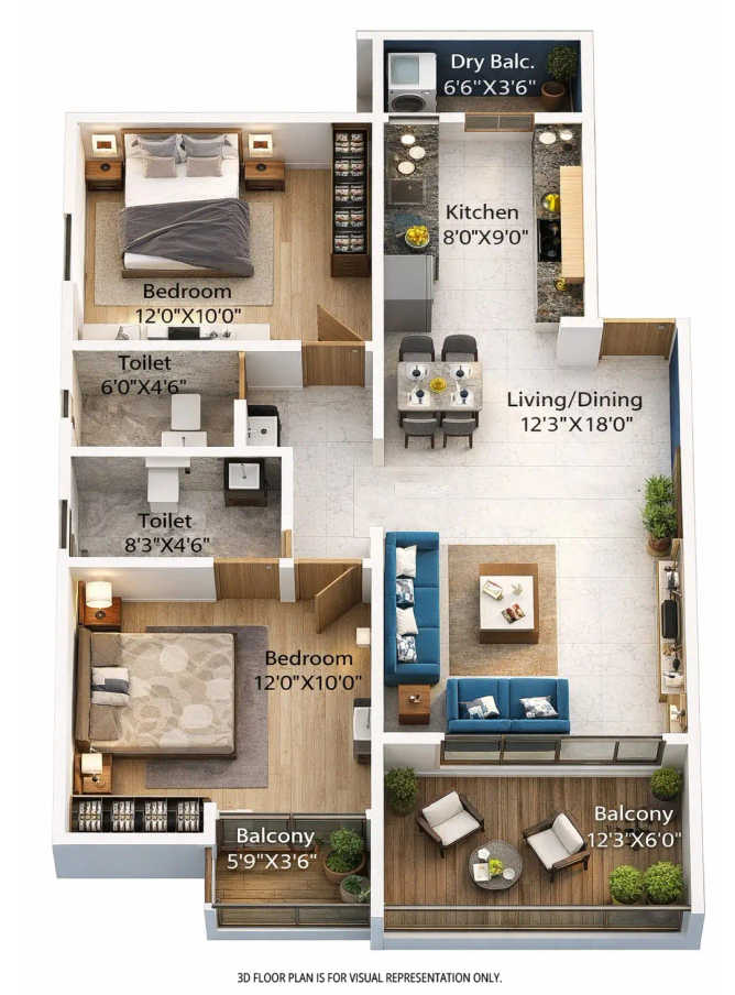 Majestique Memories Undri - Floor plan 2 BHK 777 Sq.ft