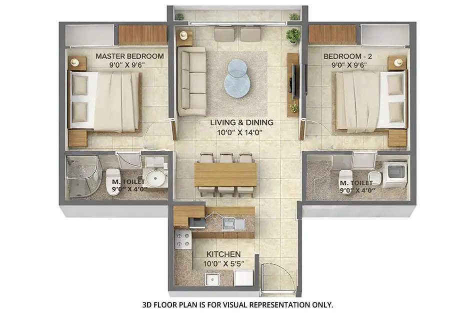 Floor plan for 2 BHK