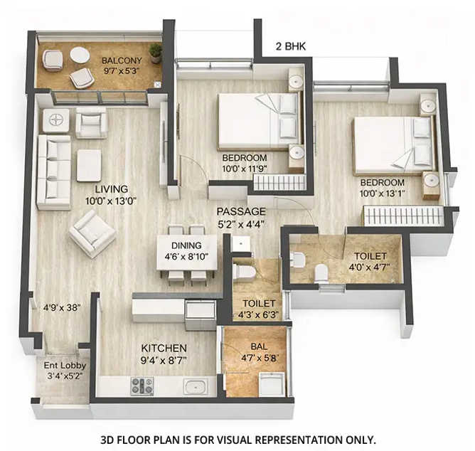 Pride World City Charholi - Floor plan 2 BHK 795 Sq.ft
