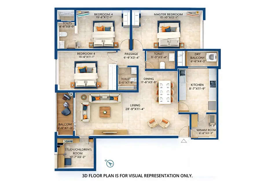 Floor plan for 4 BHK