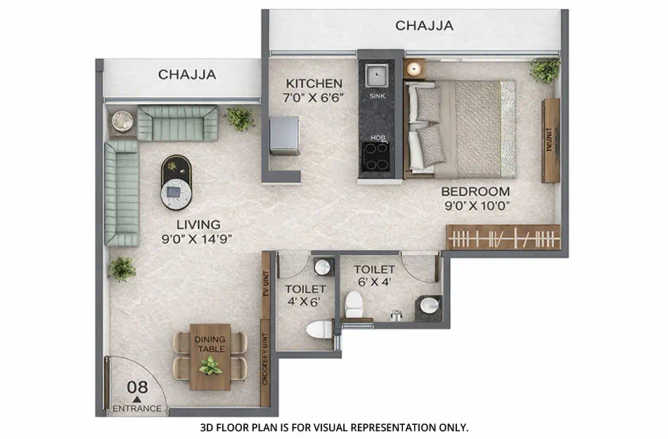 Gami Tiara Taloja - Floor plan 1 BHK 350 Sq.ft