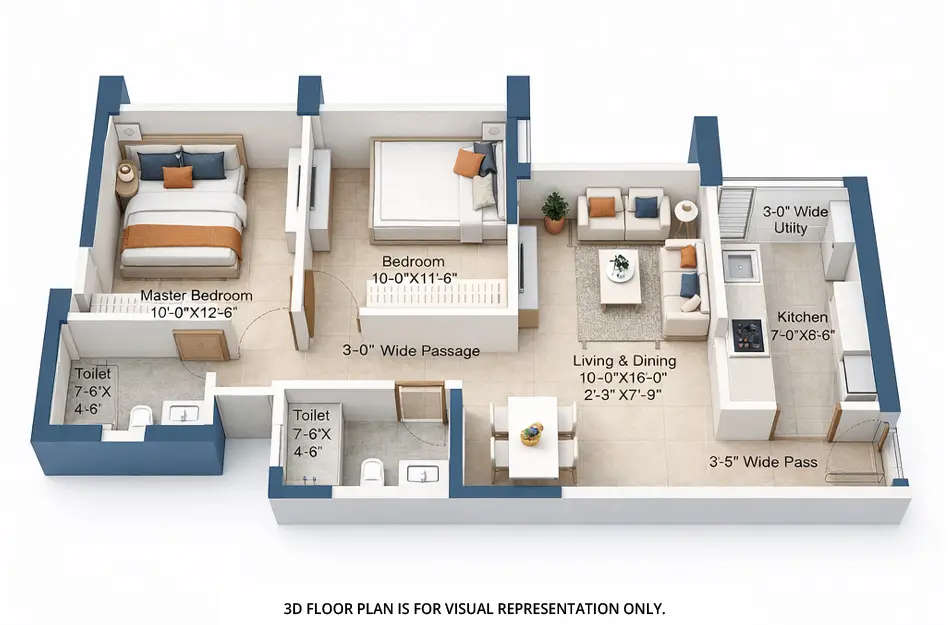 Floor plan for 2 BHK
