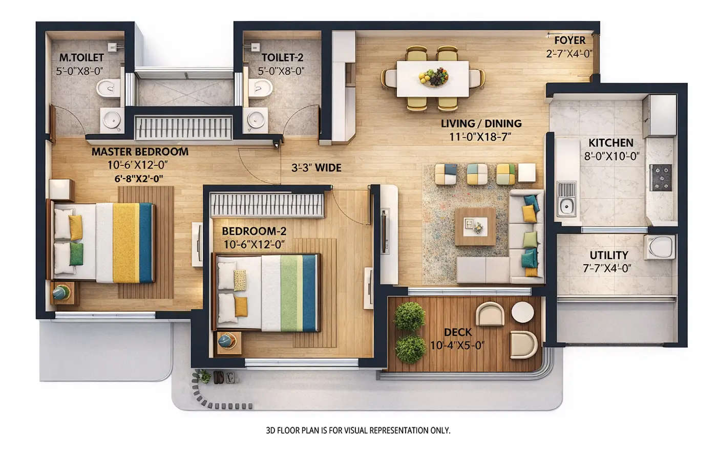 Floor plan for 2 BHK