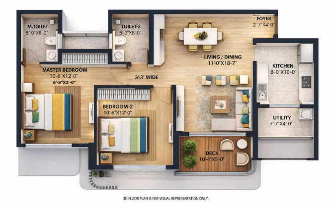 Lodha Panache Hinjewadi - Floor plan 2 BHK 834 Sq.ft