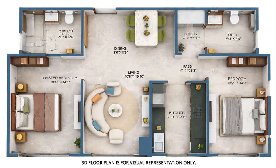 Floor plan for 2 BHK