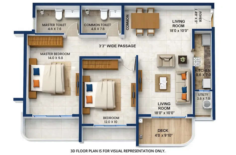 Floor plan for 2 BHK