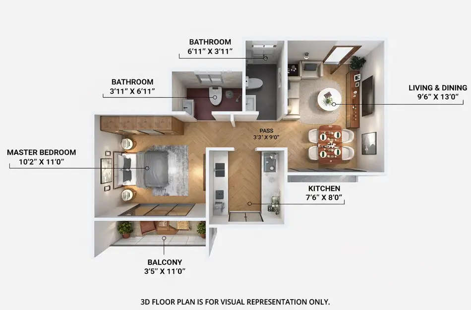 Floor plan for 1 BHK
