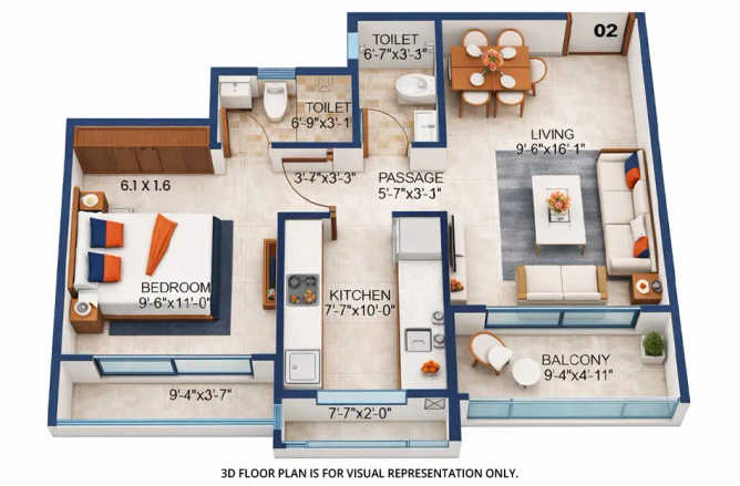 Tharwani Ariana Ambernath - Floor plan 1 BHK 337 Sq.ft