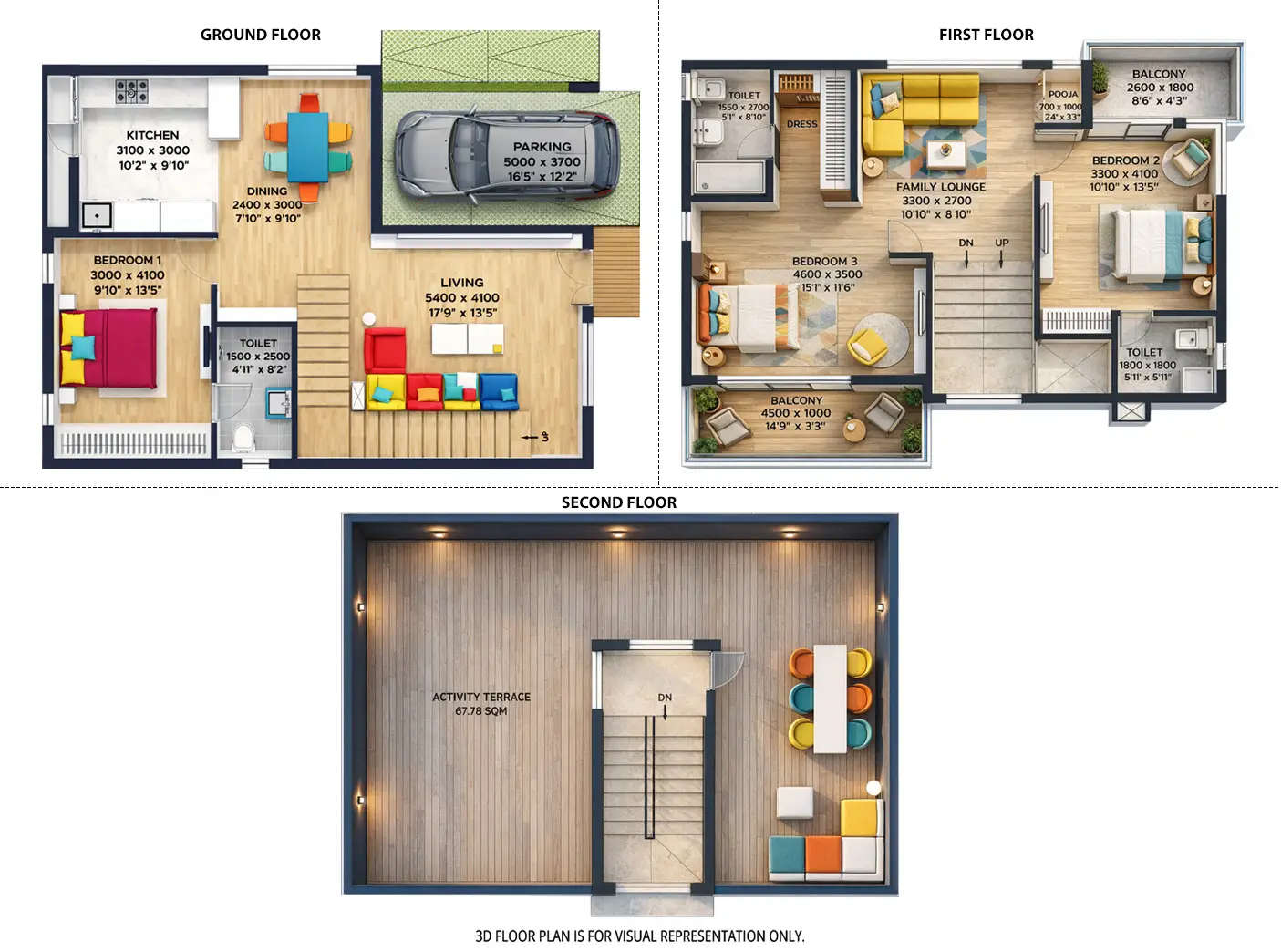 Floor plan for 3 BHK