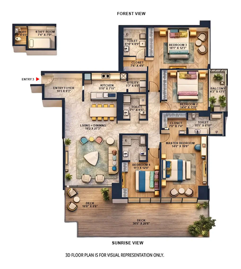 Floor plan for 4 BHK