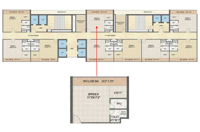 IJB Mark 1 Nerul - Floor plan Commercial Office 523 Sq.ft