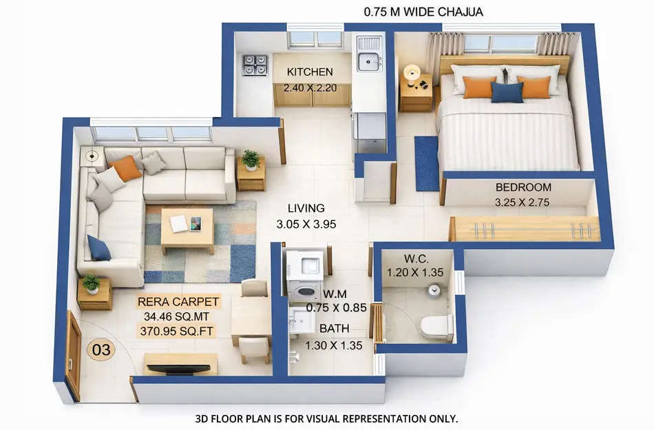 Raunak Golden Ticket Kalyan - Floor plan 1 BHK 370 Sq.ft