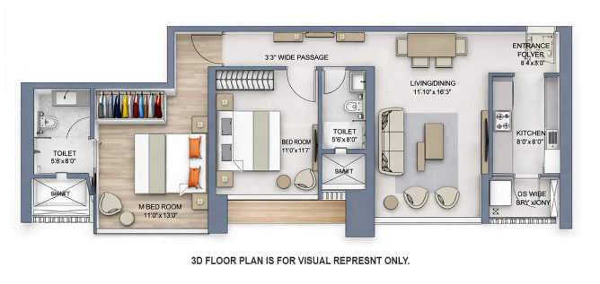 Piramal Arav Byculla - Floor plan 2 BHK 764 Sq.ft