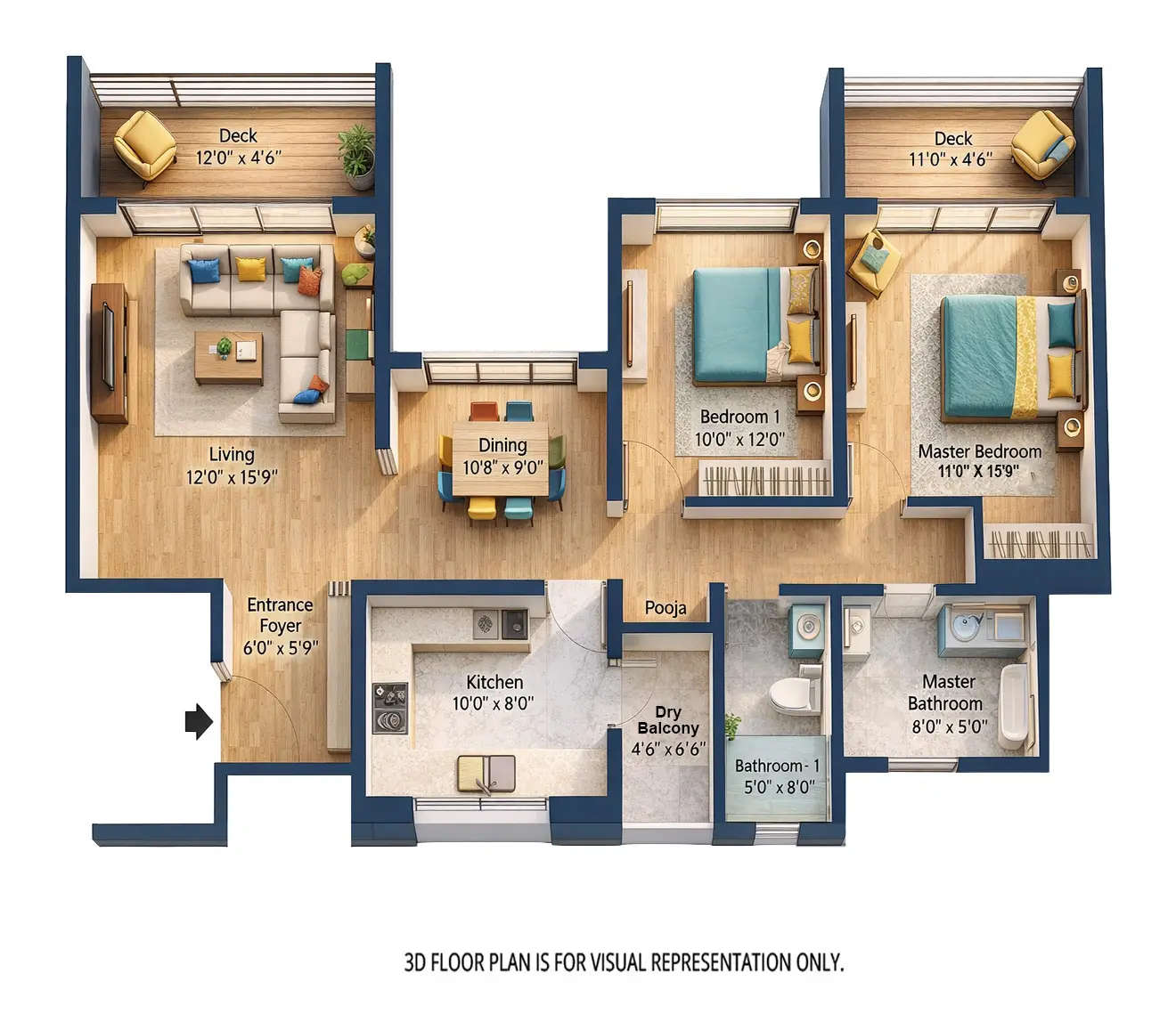 Peninsula Ashok Meadows Hinjewadi - Floor plan 2 BHK 1330 Sq.ft