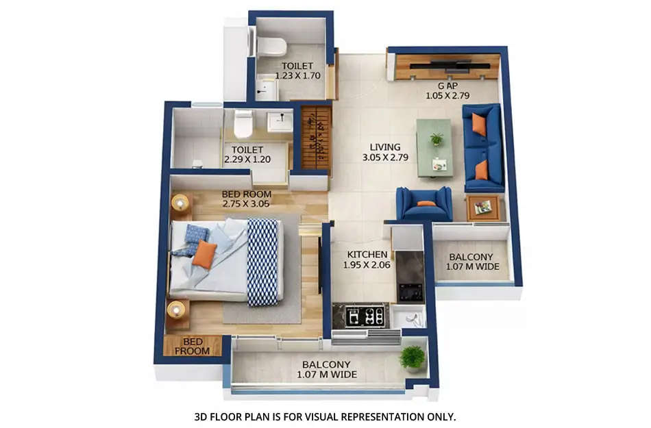 Sarvoday Square Ambernath - Floor plan 1 BHK 366 Sq.ft