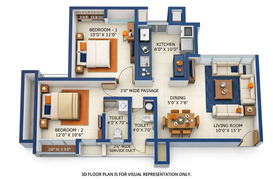 Vardhman Garden Balkum - Floor plan 2 BHK 583 Sq.ft