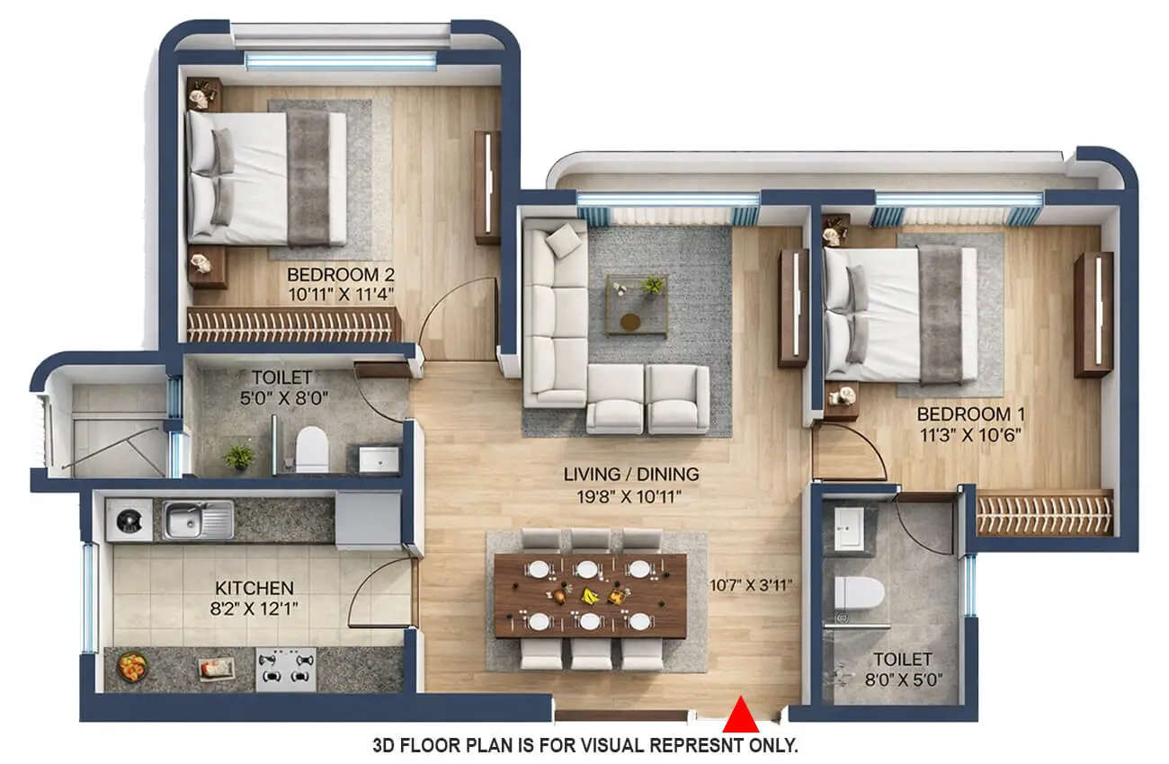 Spenta Stardeous Tardeo - Floor plan 2 BHK 754 Sq.ft