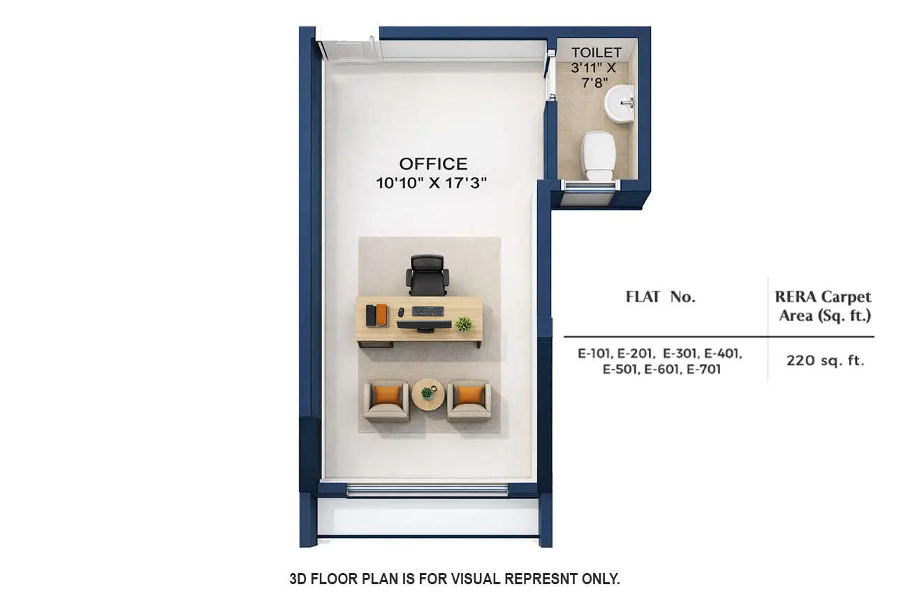 Purva Primus Bay Chembur - Floor plan Commercial Office 220 Sq.ft