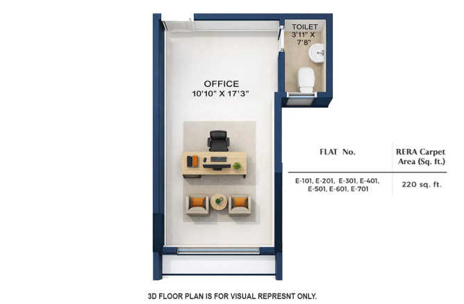 Purva Primus Bay Chembur - Floor plan Commercial Office 220 Sq.ft