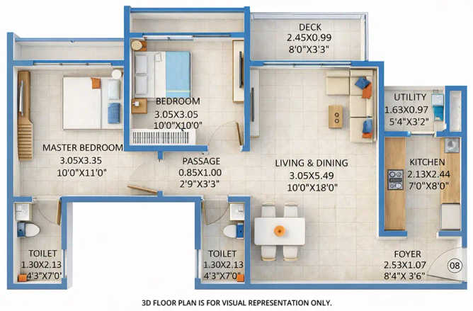 Godrej Green Terraces Panvel - Floor plan 2 BHK 612 Sq.ft